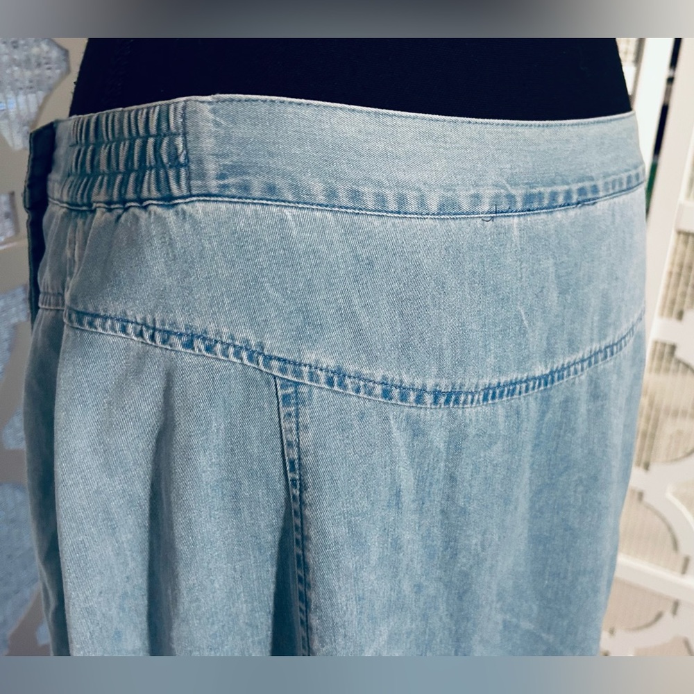 XL LAFEI-NIER COTTON LONG SKIRT DENIM JEAN CHAMBRAY BEADED BLUE SOFT BOHO - Picture 8 of 15